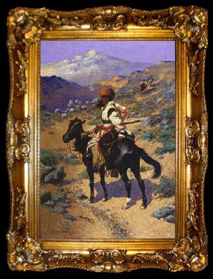 framed  Frederick Remington Indian Trapper, ta009-2